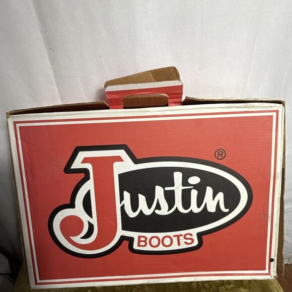 Justin Cowboy Boots BOX ONLY Texas Boot Maker Store Front Ads Retro Cowboy TX - Picture 4 of 11